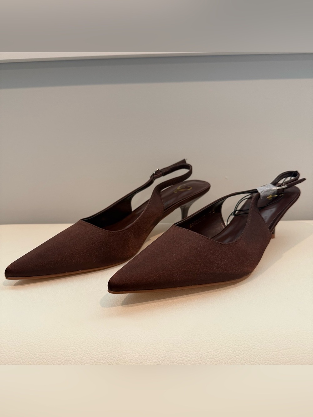 Windsor Dark Brown Women’s Pointed Slingback Kitten Heels